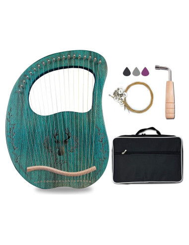 Arpa de Lira Aogbra 19 Cuerdas de Acero Verde con Bolsa