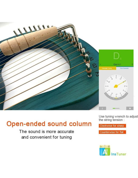 Arpa de Lira Aogbra 19 Cuerdas de Acero Verde con Bolsa