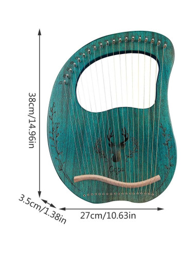 Arpa de Lira Aogbra 19 Cuerdas de Acero Verde con Bolsa