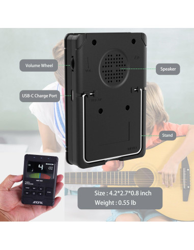 Metrónomo Digital 3 en 1 Afinador Generador de Tonos