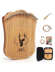 Arpa de Lira AKLOT 17 Cuerdas Natural con Bolsa y Cuerdas