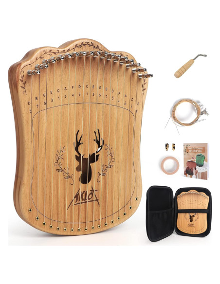 Arpa de Lira AKLOT 17 Cuerdas Natural con Bolsa y Cuerdas