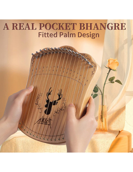 Arpa de Lira AKLOT 17 Cuerdas Natural con Bolsa y Cuerdas