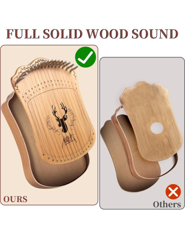 Arpa de Lira AKLOT 17 Cuerdas Natural con Bolsa y Cuerdas