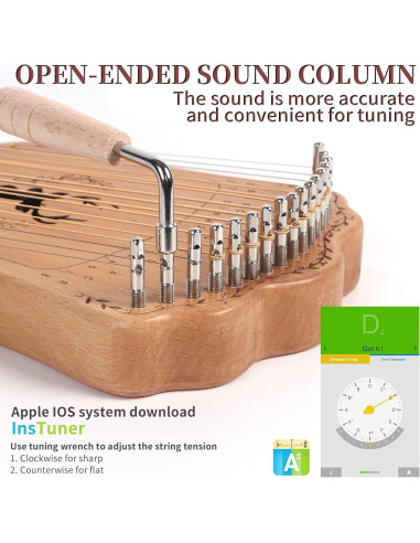 Arpa de Lira AKLOT 17 Cuerdas Natural con Bolsa y Cuerdas