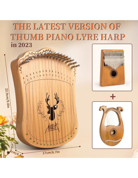 Arpa de Lira AKLOT 17 Cuerdas Natural con Bolsa y Cuerdas