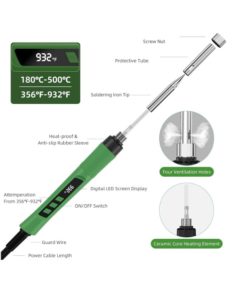 Kit de Soldador Crtsweker 190W LED Temperatura Ajustable