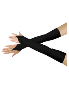 Guantes largos de cosplay Spandex elástico negros