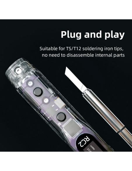 HGLRC Soldador RC2 65W 24V Portátil con Pantalla OLED