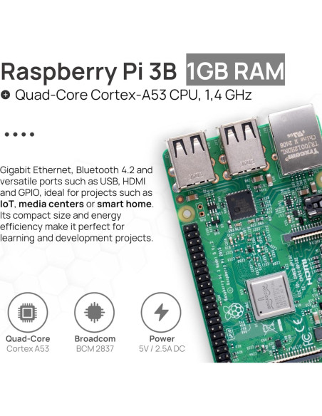 Kit de inicio Raspberry Pi 3 B db-tronic 1GB RAM + Accesorios
