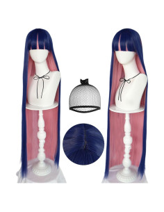 Peluca ANOGOL Azul Rosa 105cm Larga Recta para Cosplay