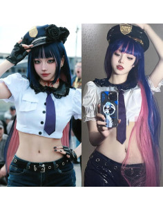 Peluca ANOGOL Azul Rosa 105cm Larga Recta para Cosplay 2