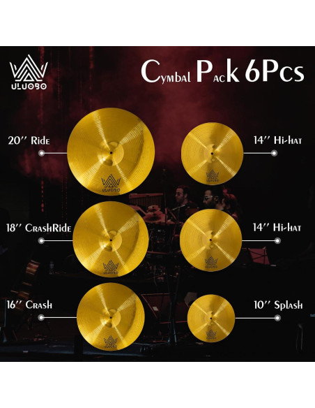 Set de Platillos de Batería ULUOBO 6 Piezas 10-20 cm