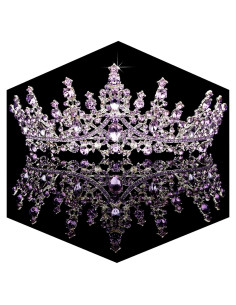 Tiara de Cristal Púrpura TOBATOBA para Novia y Quinceañera