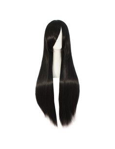 Peluca Larga Recta MapofBeauty 80cm Negra para Disfraces