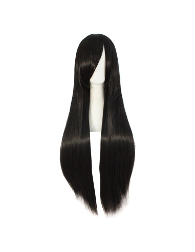 Peluca Larga Recta MapofBeauty 80cm Negra para Disfraces