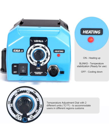 Estación de Soldadura YIHUA 936A II 65W con Luz y Puntas