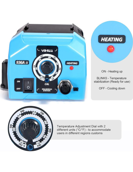 Estación de Soldadura YIHUA 936A II 65W con Luz y Puntas