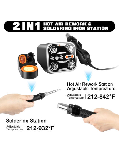 Estación de Aire Caliente M-T 2 en 1 760W LED 100-500C