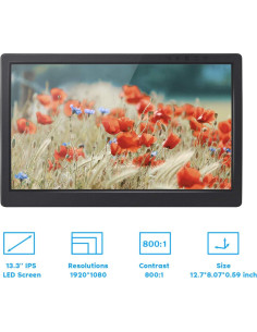 Monitor portátil Full HD 13.3" SunFounder para Raspberry Pi 2