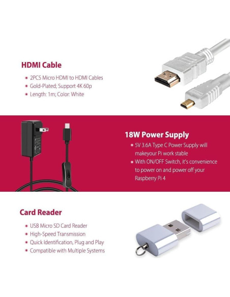 Kit GeeekPi Raspberry Pi 4B 4GB con Accesorios y Caja