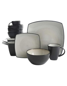 Juego de vajilla cuadrada Gibson Soho Lounge 16 piezas arena