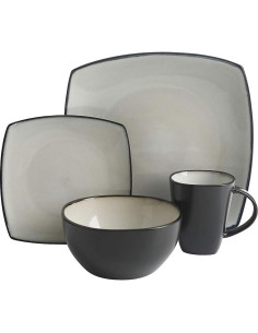 Juego de vajilla cuadrada Gibson Soho Lounge 16 piezas arena 2