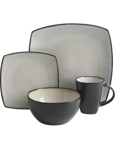 Juego de vajilla cuadrada Gibson Soho Lounge 16 piezas arena