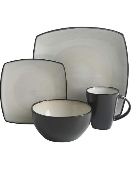 Juego de vajilla cuadrada Gibson Soho Lounge 16 piezas arena