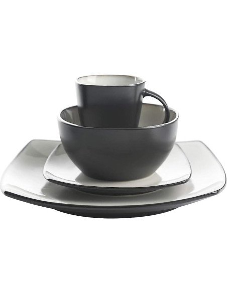 Juego de vajilla cuadrada Gibson Soho Lounge 16 piezas arena