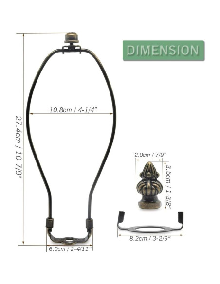 Soporte de Lámpara QVQCWD de Bronce 25,4 cm con Adaptador E26