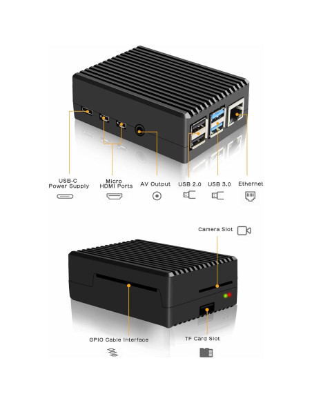 Caja de Aluminio Geekworm para Raspberry Pi 4 Modelo B
