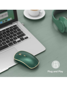 JOYACCESS Ratón Inalámbrico Silencioso Verde 5 Niveles DPI 2