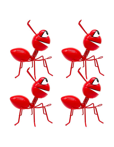 Set de 4 Hormigas Rojas Decorativas de Metal Cruis Cuka