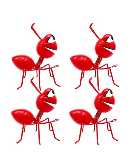 Set de 4 Hormigas Rojas Decorativas de Metal Cruis Cuka Set de 4 Hormigas Rojas Decorativas de Metal Cruis Cuka