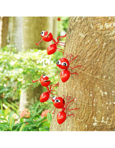 Set de 4 Hormigas Rojas Decorativas de Metal Cruis Cuka