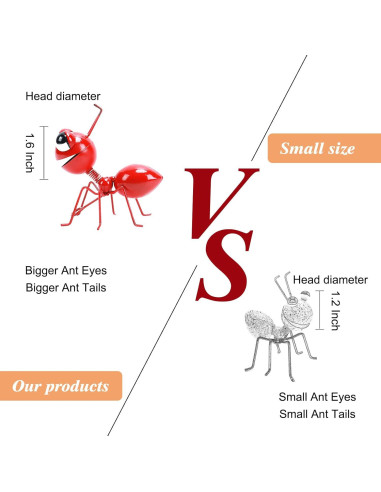 Set de 4 Hormigas Rojas Decorativas de Metal Cruis Cuka