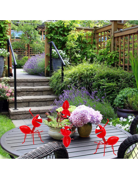 Set de 4 Hormigas Rojas Decorativas de Metal Cruis Cuka Set de 4 Hormigas Rojas Decorativas de Metal Cruis Cuka