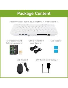 Kit Raspberry Pi 500 Waveshare con 32GB y Dual 4K 2