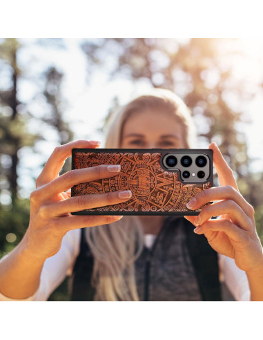 Funda de Madera Carveit para Galaxy S24 Ultra - Calendario Maya