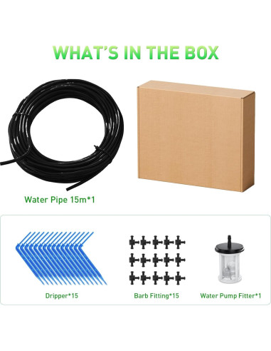 Sistema de riego por goteo solar SZXC 11.89m 3W 3000mAh 15 macetas