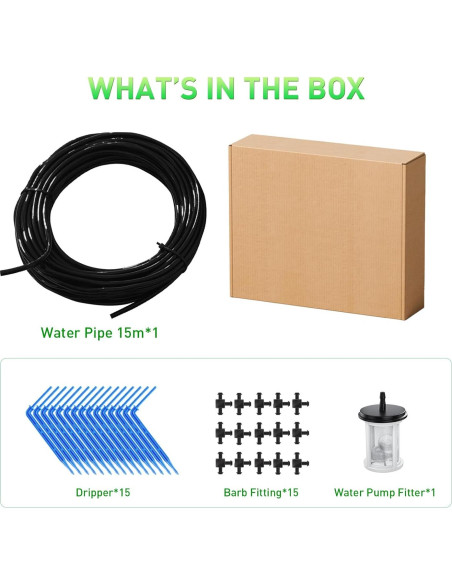 Sistema de riego por goteo solar SZXC 11.89m 3W 3000mAh 15 macetas