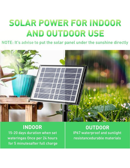 Sistema de riego por goteo solar SZXC 11.89m 3W 3000mAh 15 macetas