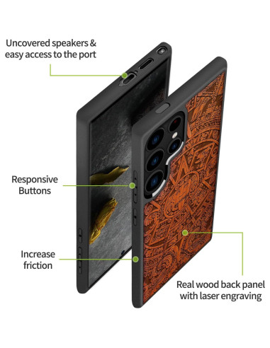Funda de Madera Carveit para Galaxy S24 Ultra - Calendario Maya