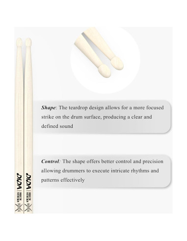 Baquetas para Batería MA-9 Arce 5A, Antideslizantes, 1 Par