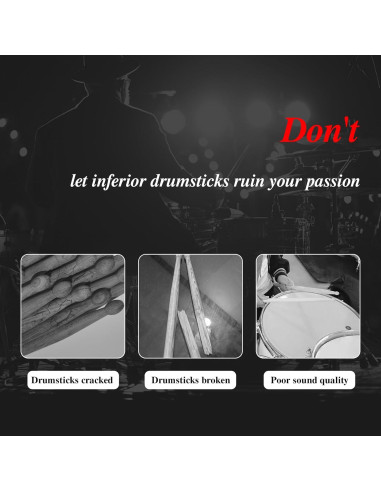 Baquetas para Batería MA-9 Arce 5A, Antideslizantes, 1 Par