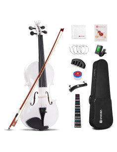 Vangoa Violín 4/4 Blanco con Estuche y Accesorios