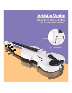 Vangoa Violín 4/4 Blanco con Estuche y Accesorios 2