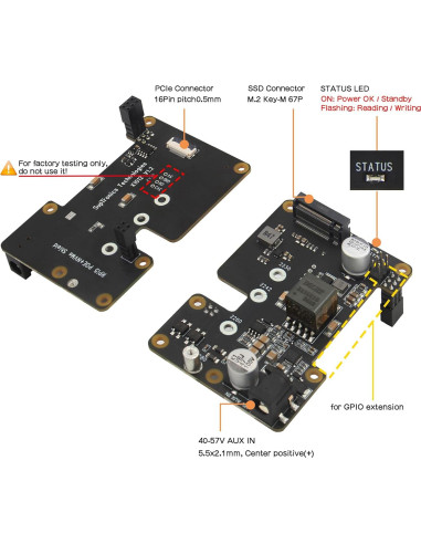Geekworm X1012 PCIe a M.2 HAT NVMe SSD para Raspberry Pi 5