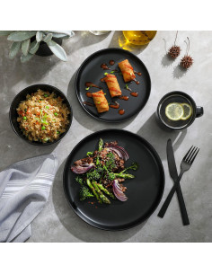 Juego de Vajilla Gibson Home Zuma 16 Piezas Negro Mate 2